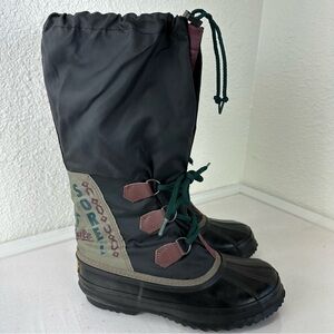 Sorel women Freestyle VTG 90s Felt lined snow Boots US 8 Black Canada sz 7